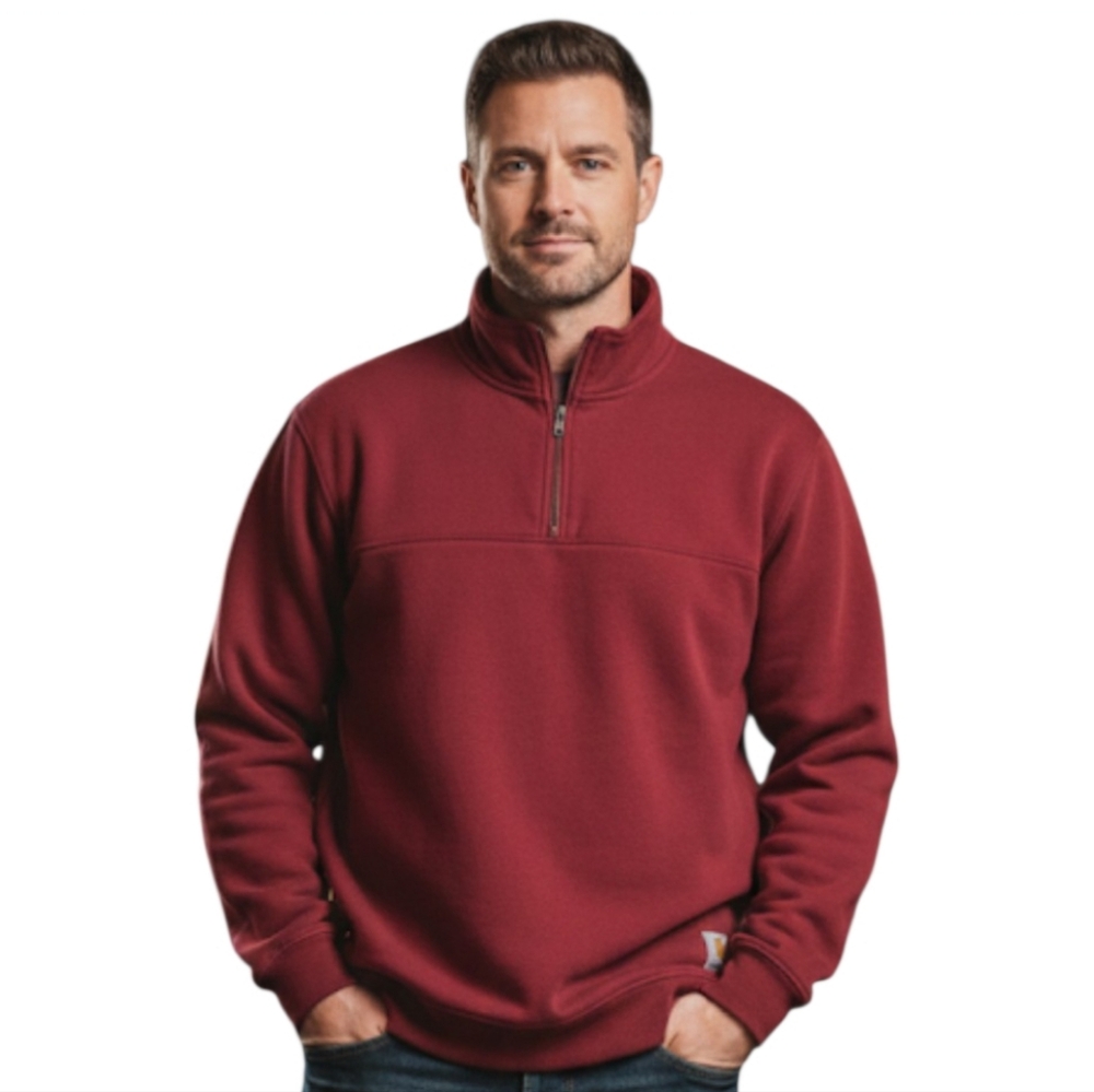 Carhartt Men’s Midweight Quarter-Zip Pullover Sweatshirt - Maroon, Sz L